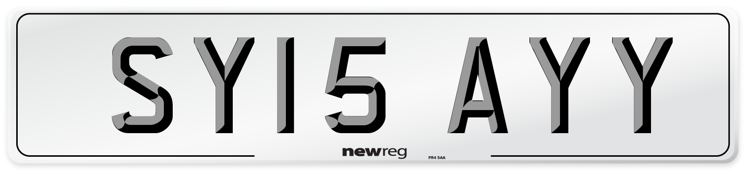 SY15 AYY Number Plate from New Reg